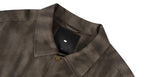1807 ROLLTHEDICE Cat Eye Stone Embellished PU Leather Jacket