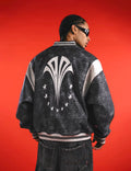 1807 In Here Crocodile PU Leather Varsity Jacket