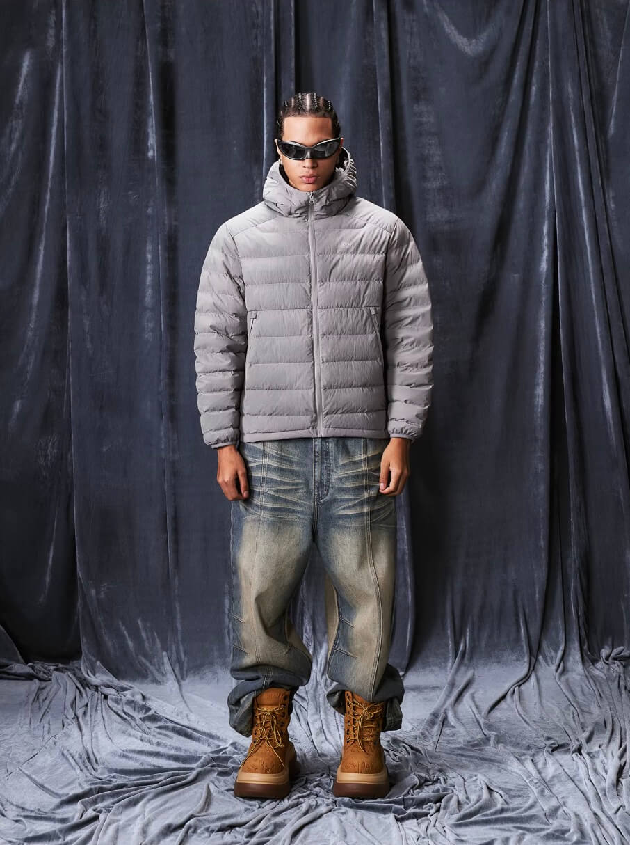1807 Washed Fade Nylon Lightweight Down Jacket