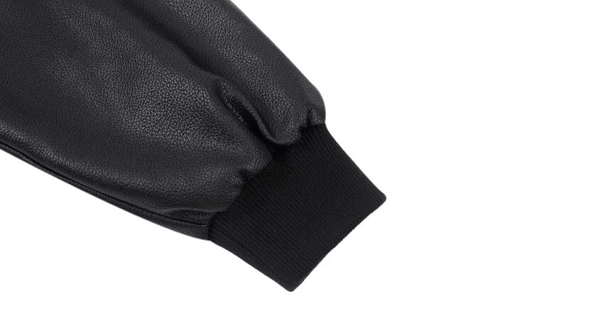 1807 Fur Collar PU Leather Hooded Jacket