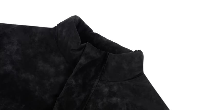 1807 Textured PU Leather Embroidered Down Jacket