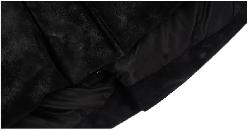 1807 Textured PU Leather Embroidered Down Jacket