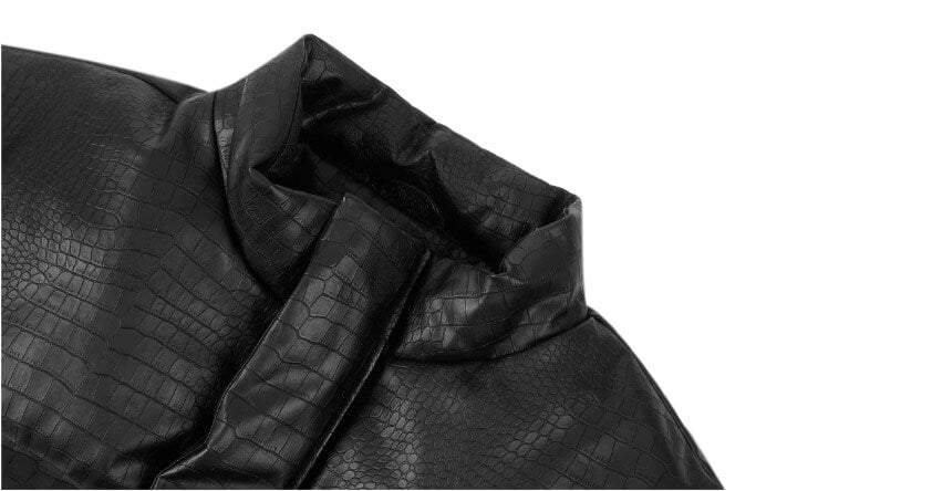 1807 Crocodile Embossed PU Leather Down Jacket