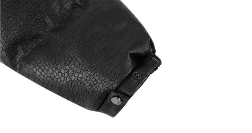 1807 Crocodile Embossed PU Leather Down Jacket