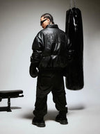 1807 Crocodile Embossed PU Leather Down Jacket