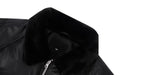 1807 Fur Collar PU Leather Down Jacket