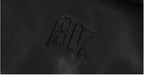 1807 Fur Collar PU Leather Down Jacket