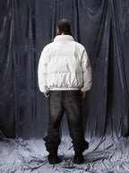 1807 Fur Collar PU Leather Down Jacket