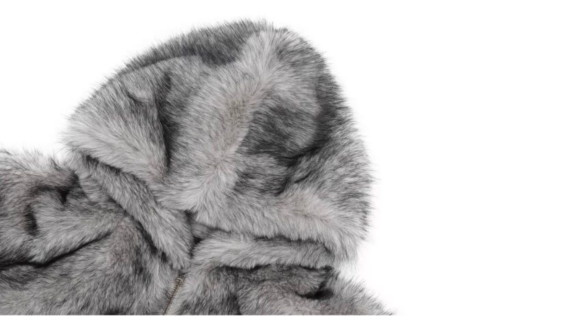 1807 Eco Faux Fur Digital Print Hooded Jacket