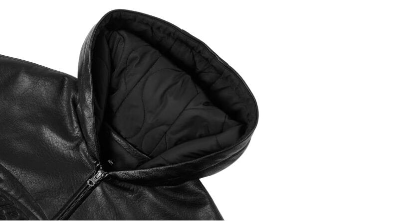 1807 Racing PU Leather Hooded Bomber Jacket