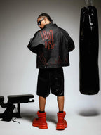 1807 Embroidered Patch PU Leather Racing Jacket
