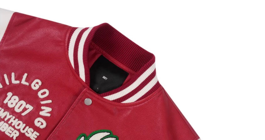 1807 PU Leather Patchwork Varsity Jacket