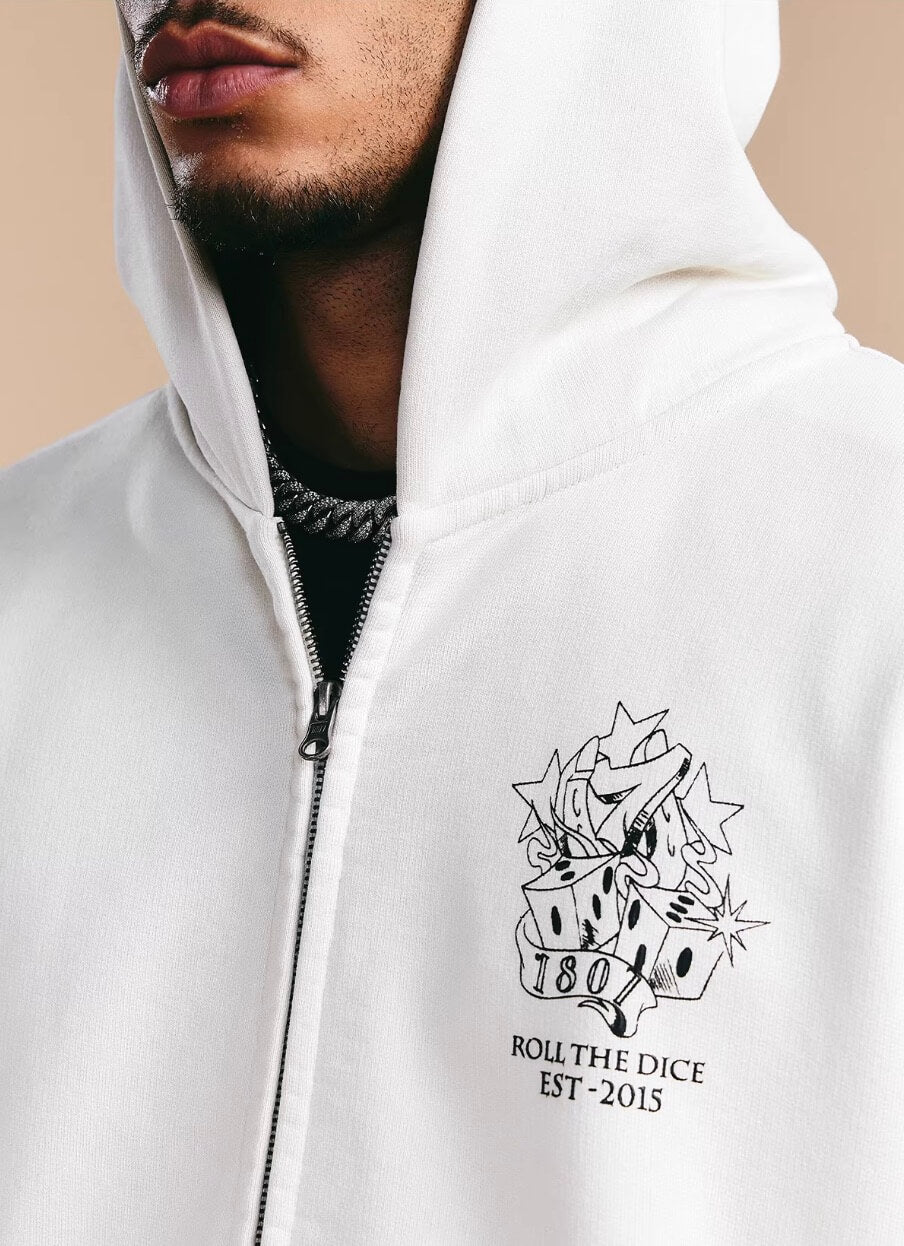 1807 ROLLTHEDICE Printed Zip Up Hoodie