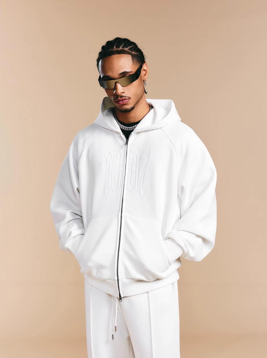 1807 Chain Stitched Logo Zip Up Hoodie