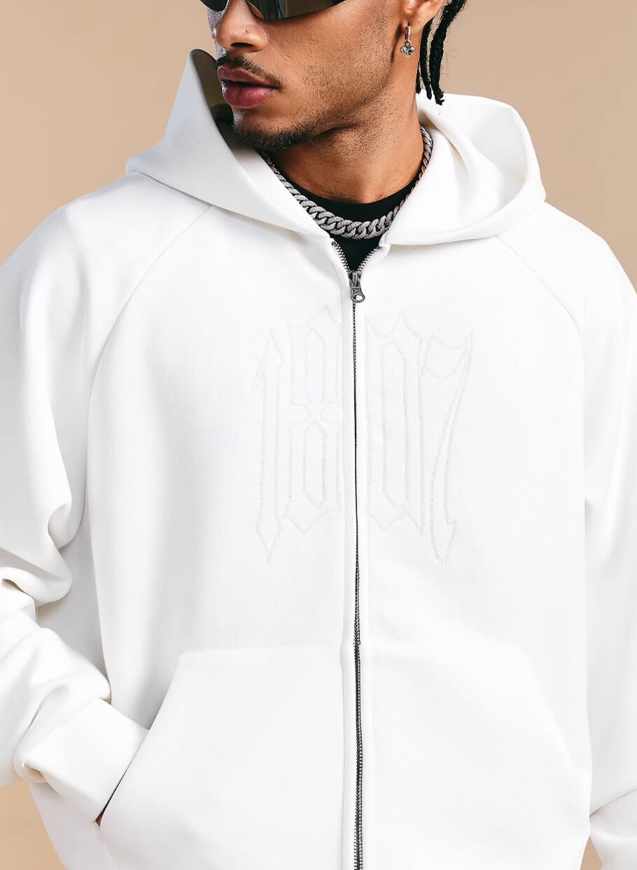 1807 Chain Stitched Logo Zip Up Hoodie
