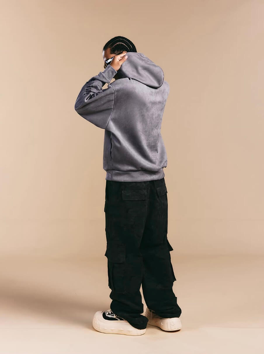 1807 Gothic Burnout Suede Hoodie