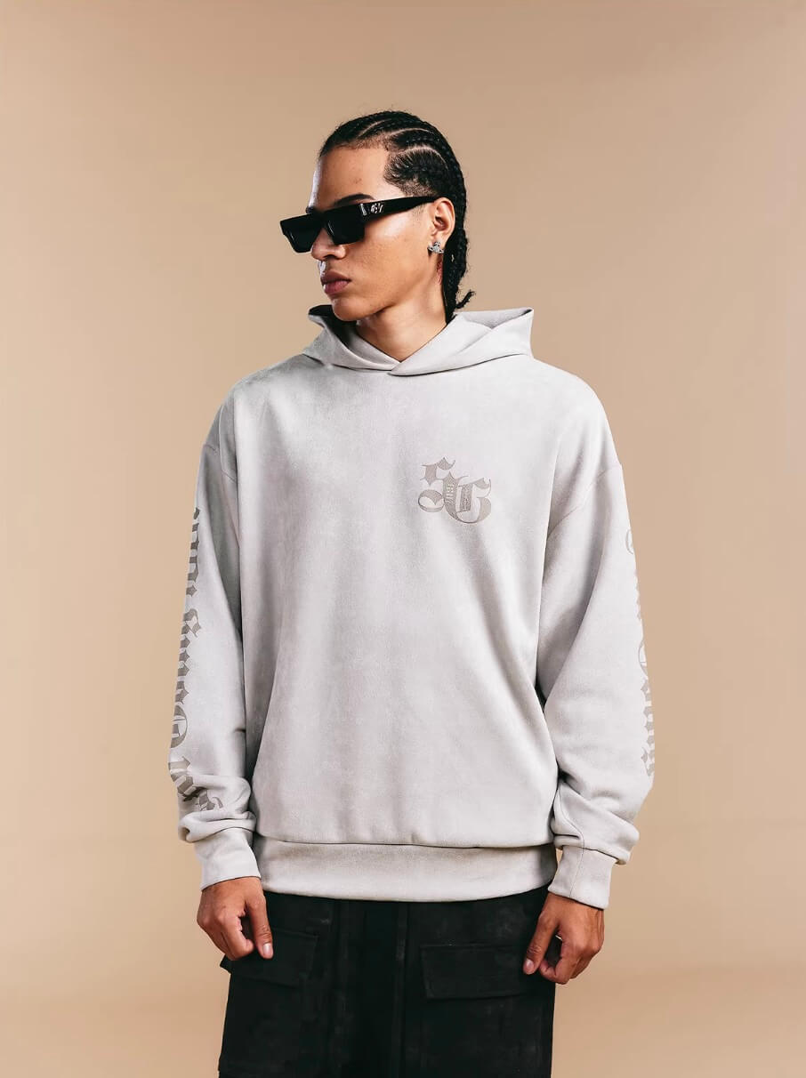 1807 Gothic Burnout Suede Hoodie