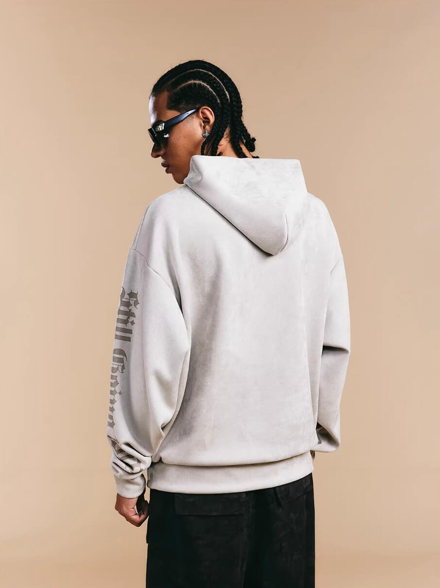 1807 Gothic Burnout Suede Hoodie