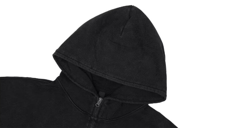 1807 Gothic Printed Washed Zip Up Hoodie