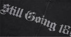 1807 Gothic Printed Washed Zip Up Hoodie