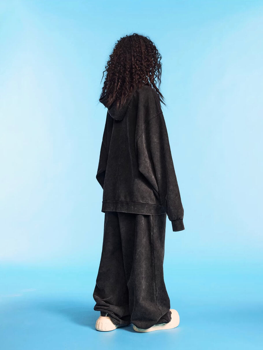 1807 Gothic Printed Washed Zip Up Hoodie