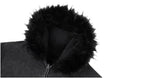 1807 Faux Fur Hood Trim Washed Zip Up Hoodie