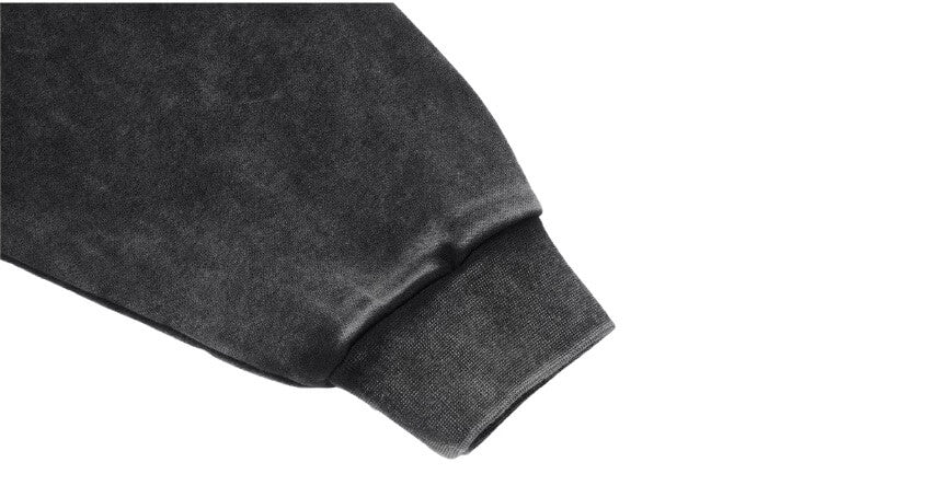 1807 Faux Fur Hood Trim Washed Zip Up Hoodie
