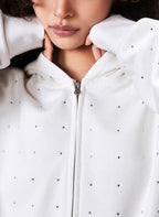 1807 Rhinestone Embellished Zip Up Hoodie