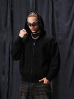 1807 Rhinestone Embellished Zip Up Hoodie