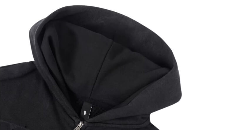 1807 Handcrafted Distressed Print Zip Up Hoodie