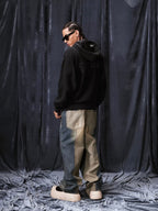 1807 Handcrafted Distressed Print Zip Up Hoodie