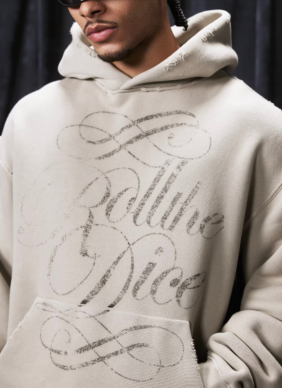 1807 ROLLTHEDICE Vintage Printed Distressed Hoodie