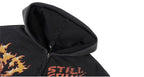 1807 Racing Graffiti Printed Washed Zip Up Hoodie