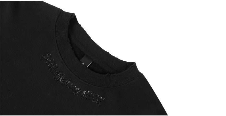 1807 Rhinestone Embellished Neckline Sweatshirt