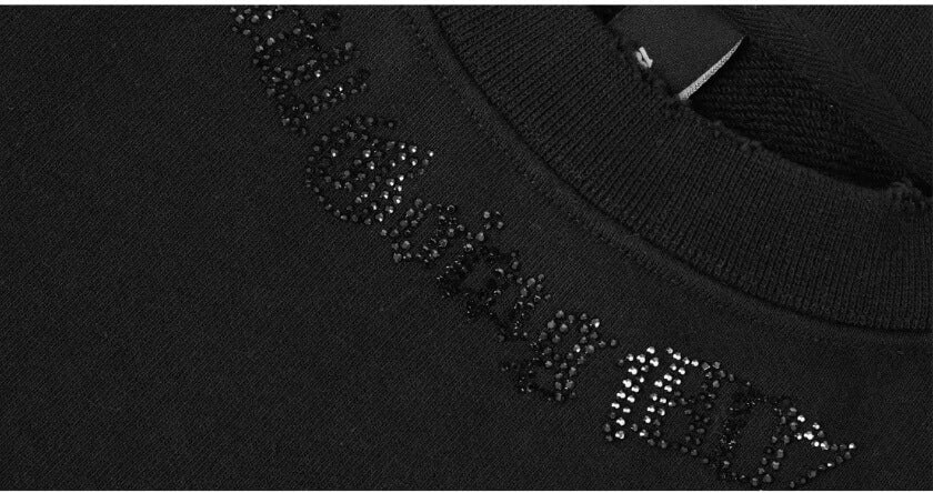 1807 Rhinestone Embellished Neckline Sweatshirt