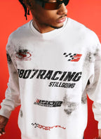 1807 Racing Vintage Printed Distressed Sweatshirt