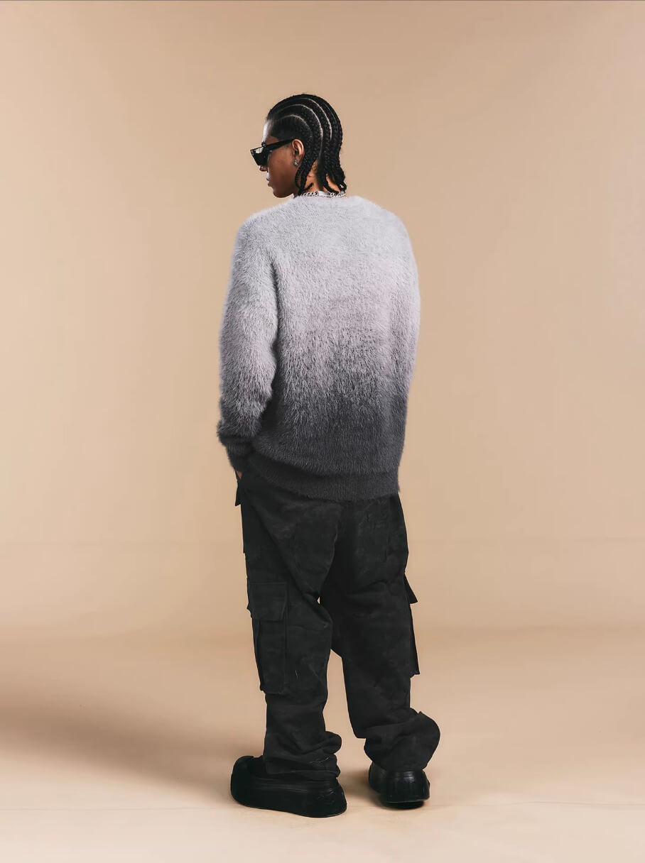 1807 Gradient Faux Mink Fur Knit Sweater