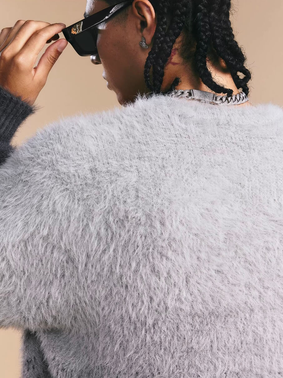 1807 Gradient Faux Mink Fur Knit Sweater
