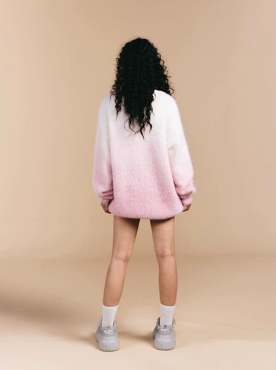 1807 Gradient Faux Mink Fur Knit Sweater