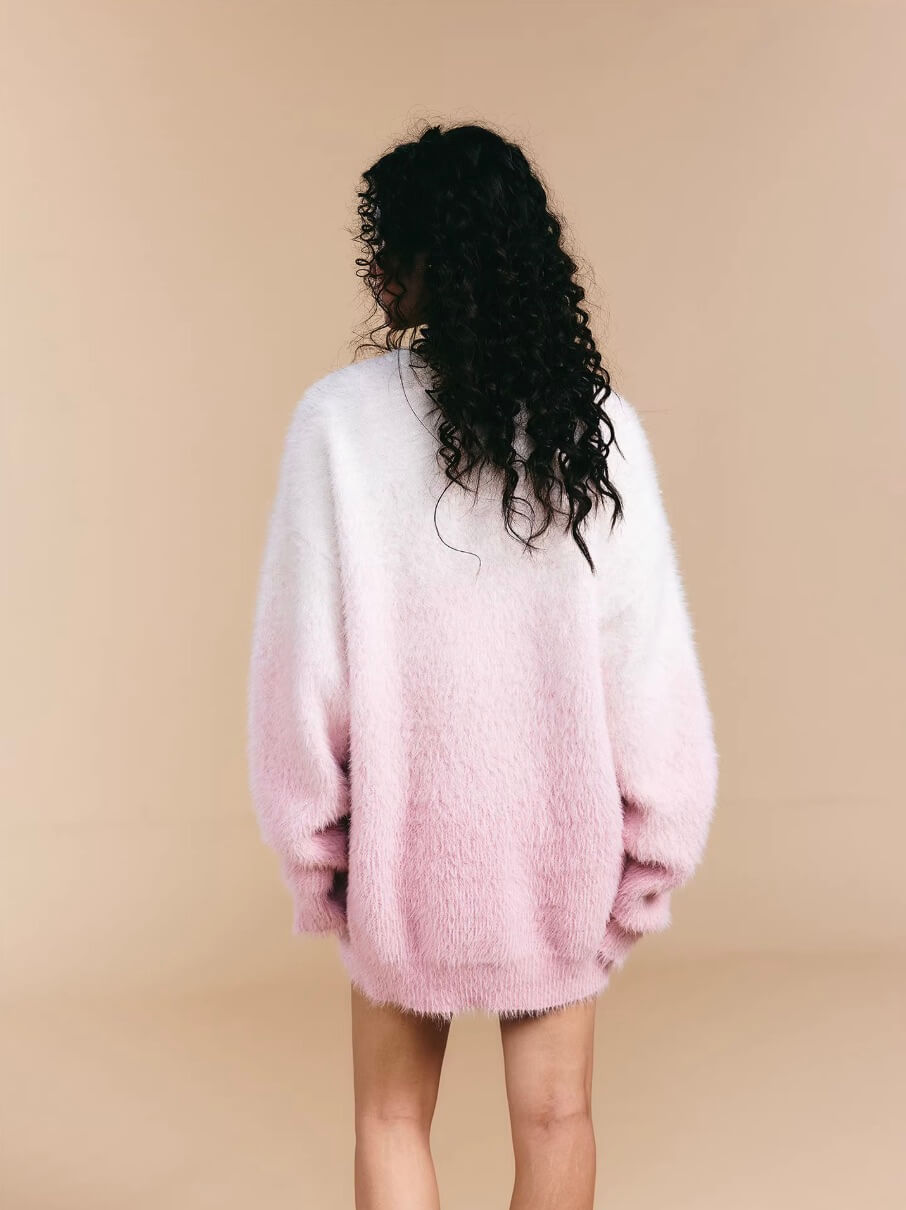 1807 Gradient Faux Mink Fur Knit Sweater