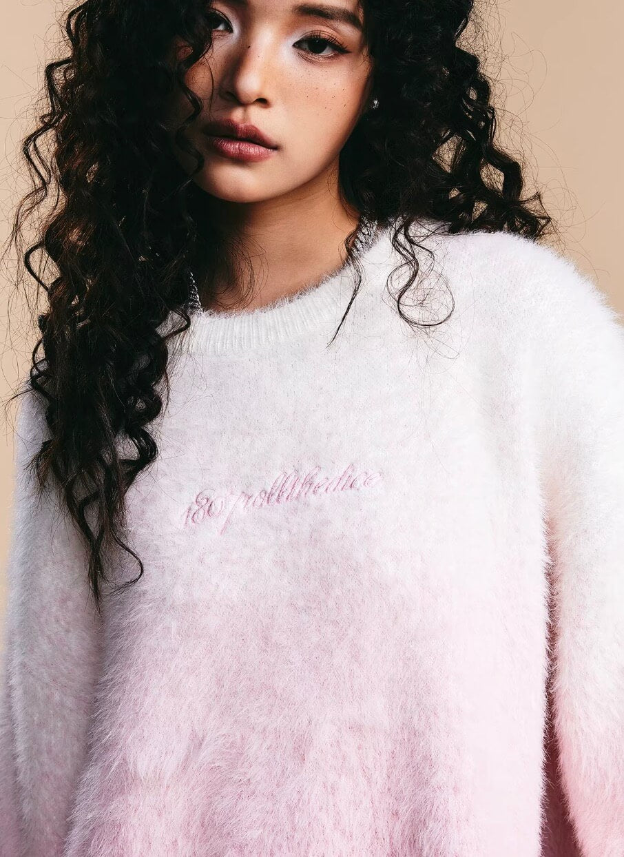 1807 Gradient Faux Mink Fur Knit Sweater