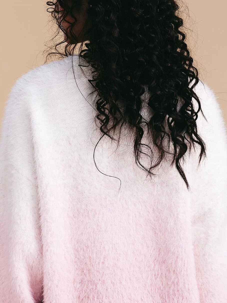 1807 Gradient Faux Mink Fur Knit Sweater