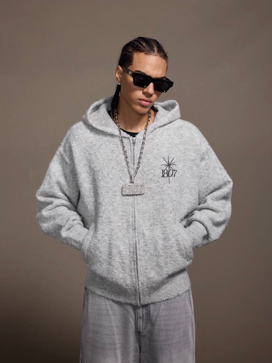 1807 STILLGOING Jacquard Knit Zip Up Hoodie