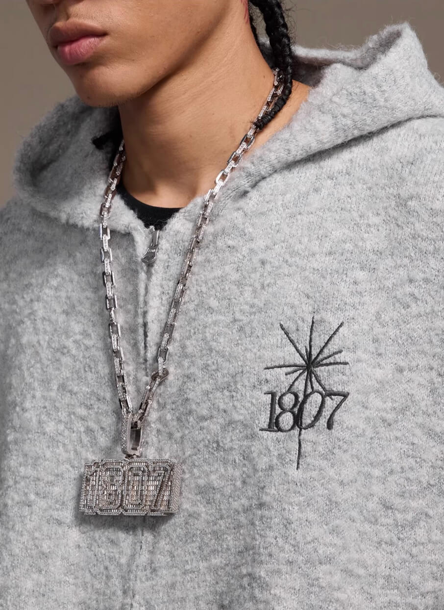 1807 STILLGOING Jacquard Knit Zip Up Hoodie