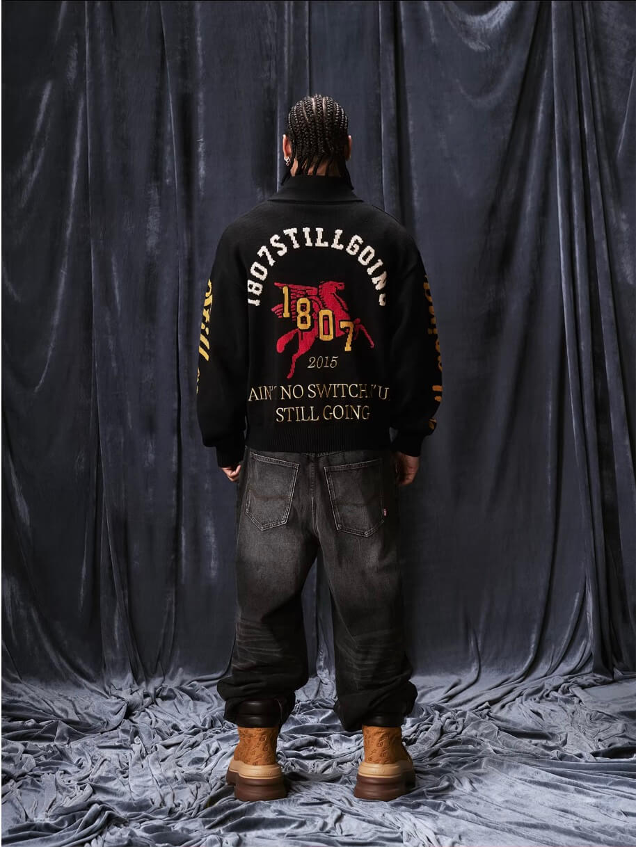 1807 Pegasus Jacquard Knit Zip Up Cowichan