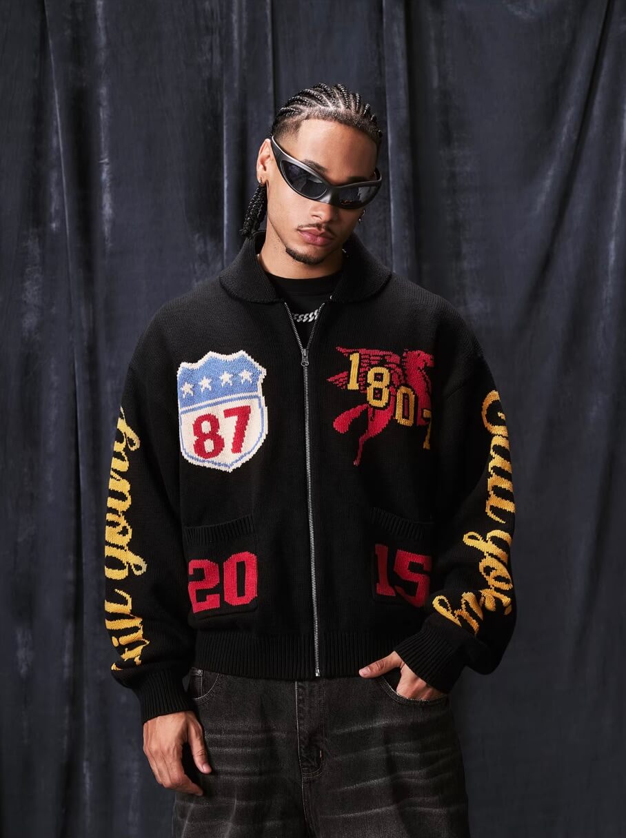 1807 Pegasus Jacquard Knit Zip Up Cowichan