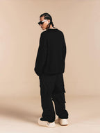 1807 3D Logo Embroidered Distressed Knit Sweater