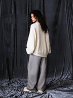 1807 ROLLTHEDICE Pearl Embellished Faux Mink Fur Knit Sweater