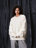 1807 ROLLTHEDICE Pearl Embellished Faux Mink Fur Knit Sweater