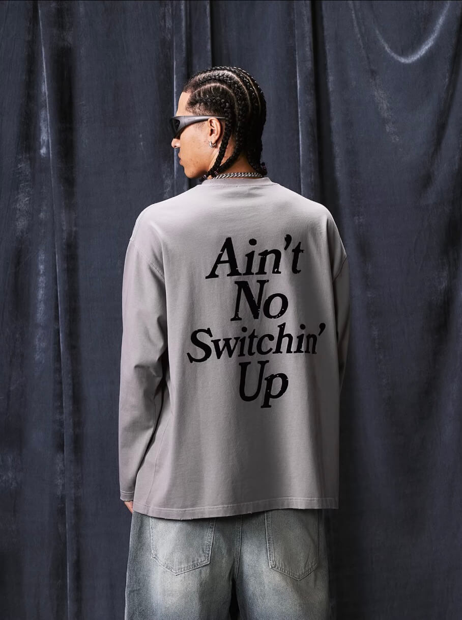 1807 STILLGOING Vintage Flocked Print Long Sleeve Tee